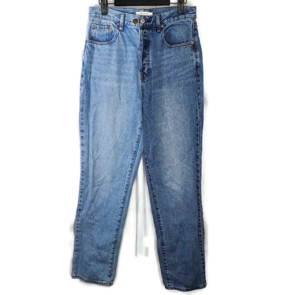 PacSun Buttonfly Two-tone High-rise Dad Denim Blue Jeans Size 28